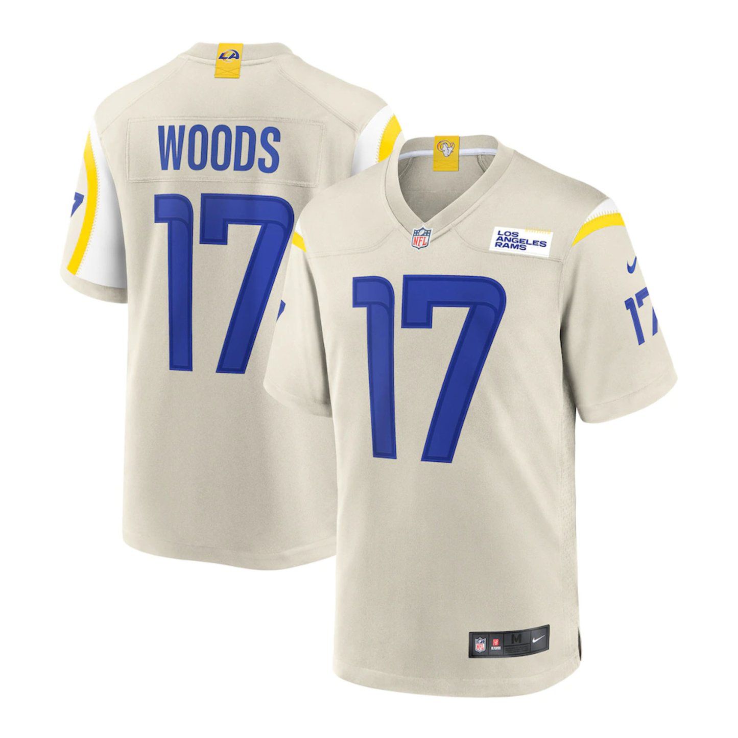 Men Los Angeles Rams #17 Woods Robert Nike Cream Game NFL Jersey